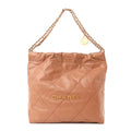 Shiny Calfskin Quilted Small Chanel 22 Beige