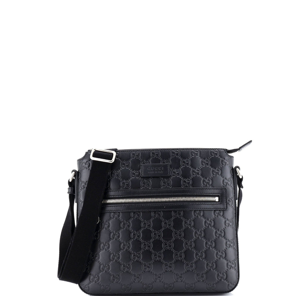 Signature Zip Messenger Bag Guccissima Leather Small