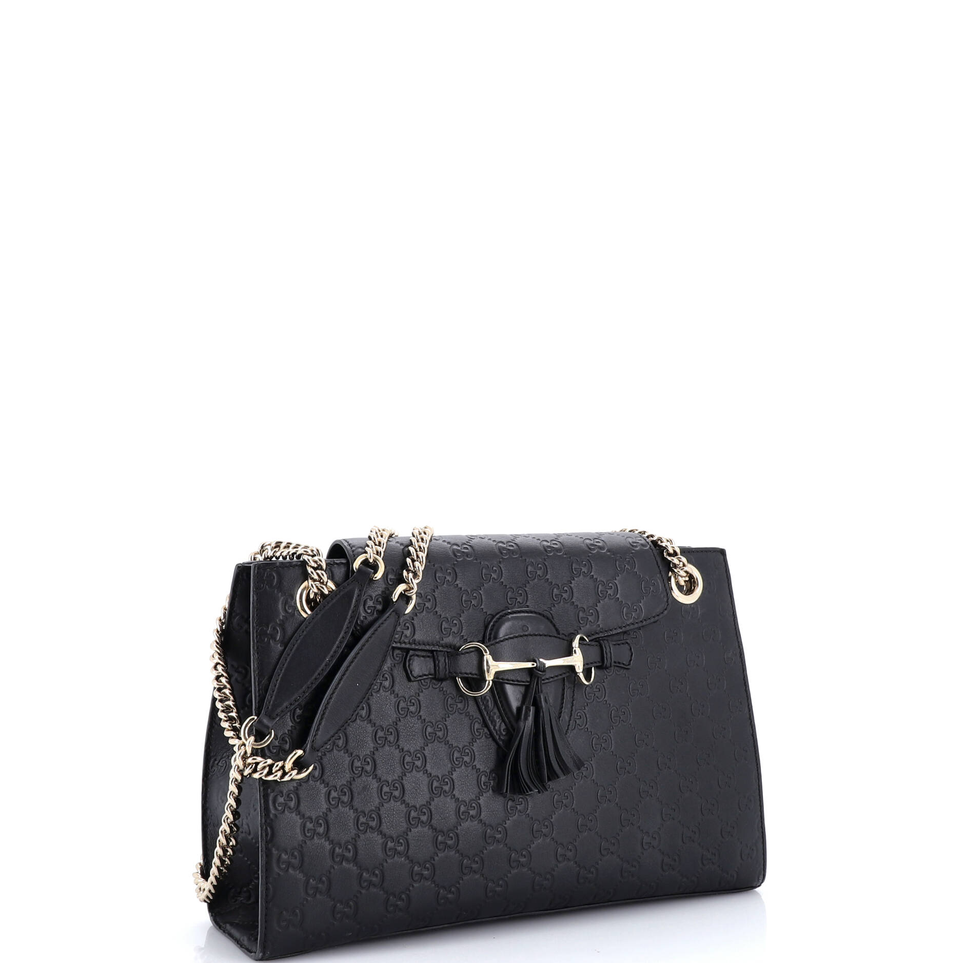 Emily Chain Flap Shoulder Bag Guccissima Leather Large