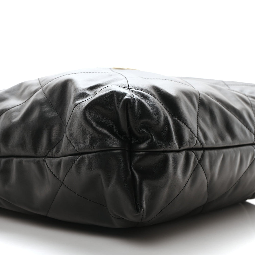 Calfskin Quilted Large Chanel 22 Black White
