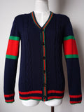 Gucci Blue/Red Oversize Cable Knit igan