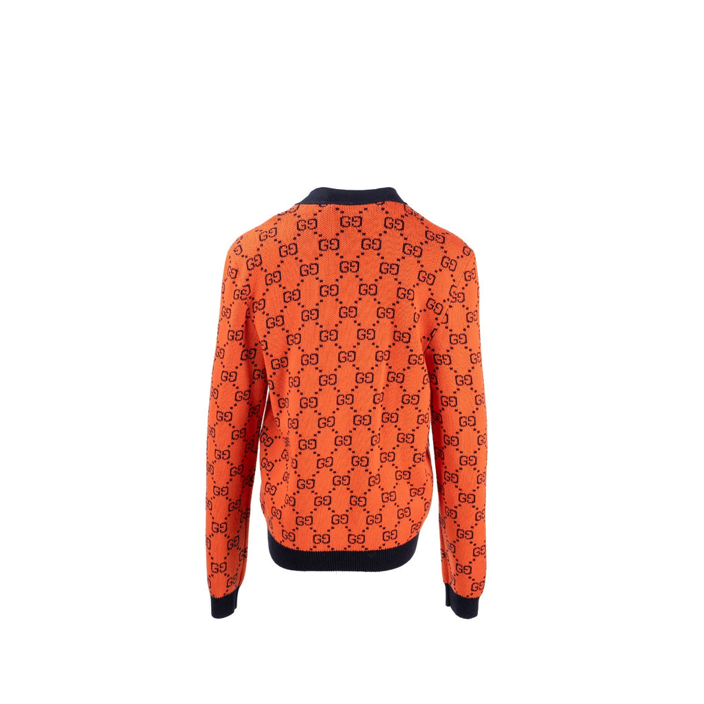 Gucci Size XS GG Jacquard igan Wool/Cotton Orange