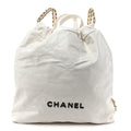 Shiny Calfskin Quilted Chanel 22 Backpack White Black