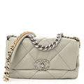 Lambskin Quilted Medium Chanel 19 Flap Light Grey