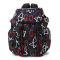 Techno Canvas GucciGhost Double Buckle Backpack Blue Agata Hibiscus Red