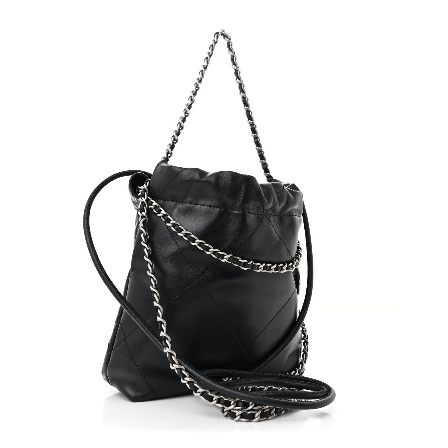 Shiny Calfskin Quilted Mini Chanel 22 Black