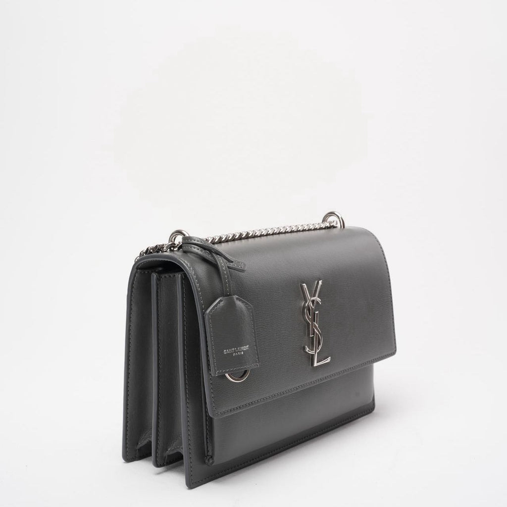Saint Laurent Grey Calfskin Medium Monogram Sunset