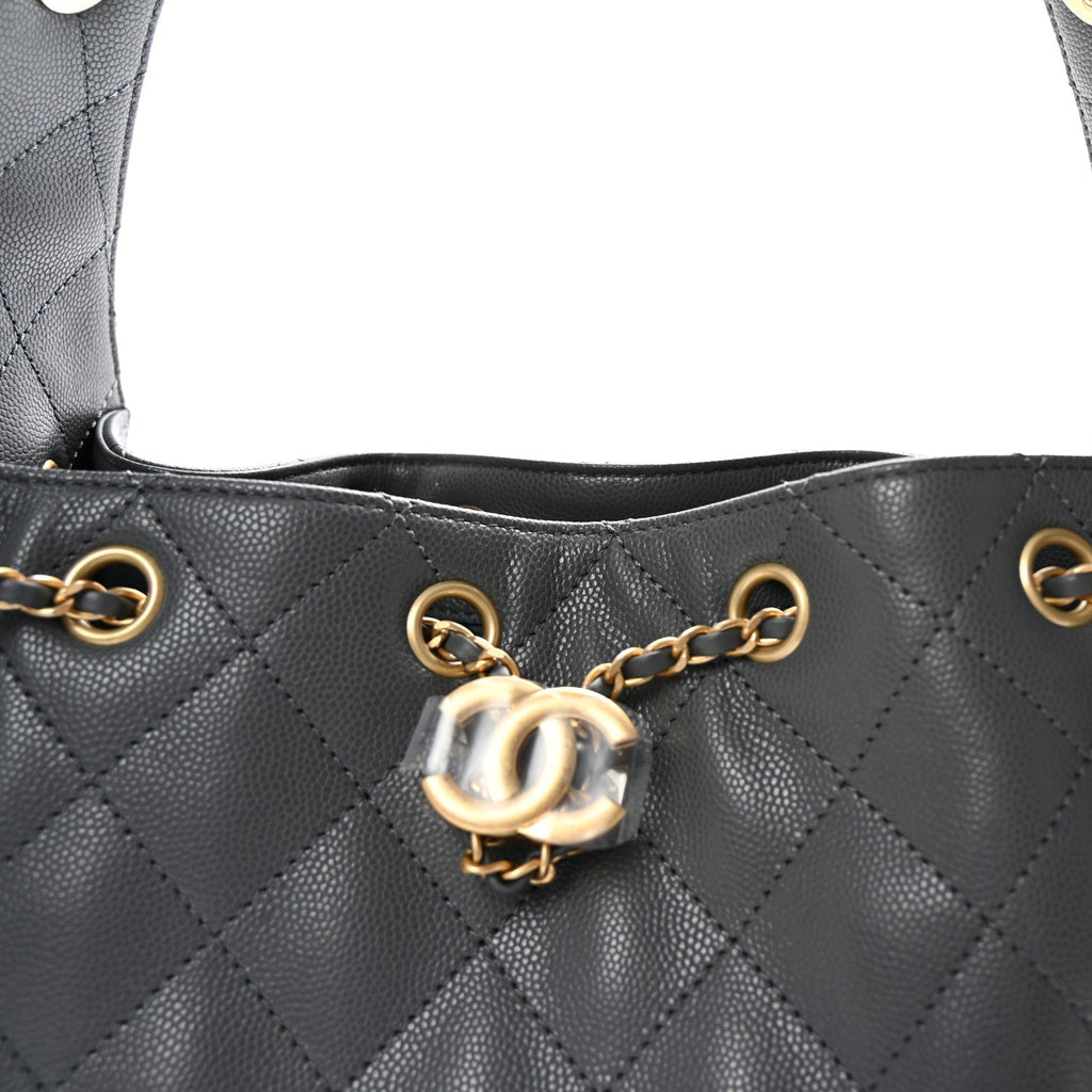 Caviar Quilted Small Chanel 25 Handbag Grey