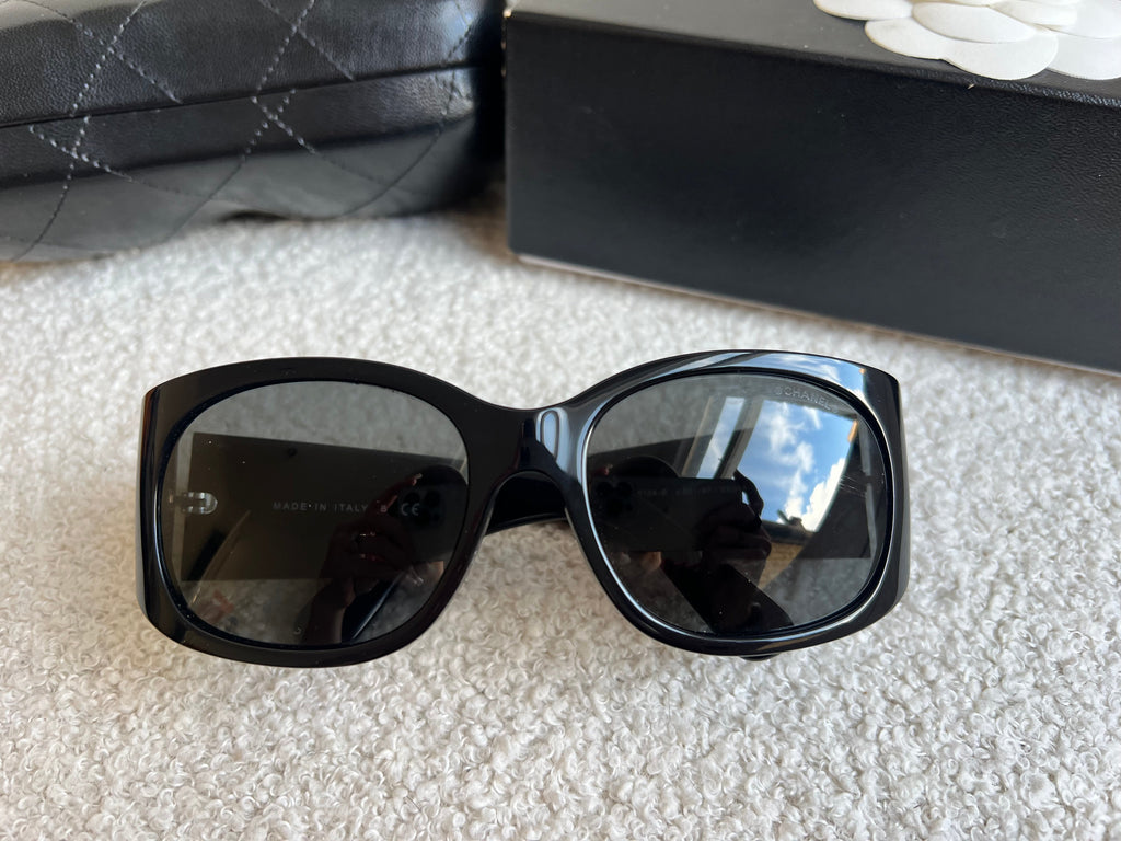 Chanel Black Sunglasses with diamanté details