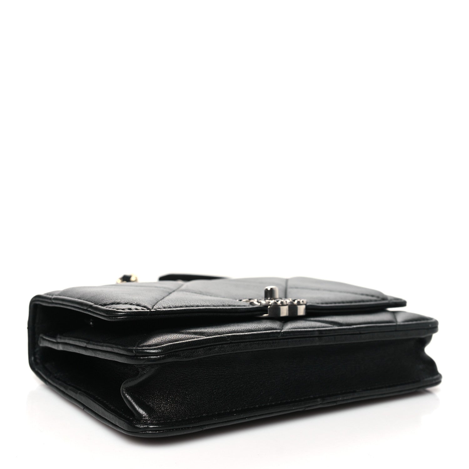 Lambskin Quilted Chanel 19 Wallet On Chain WOC Black