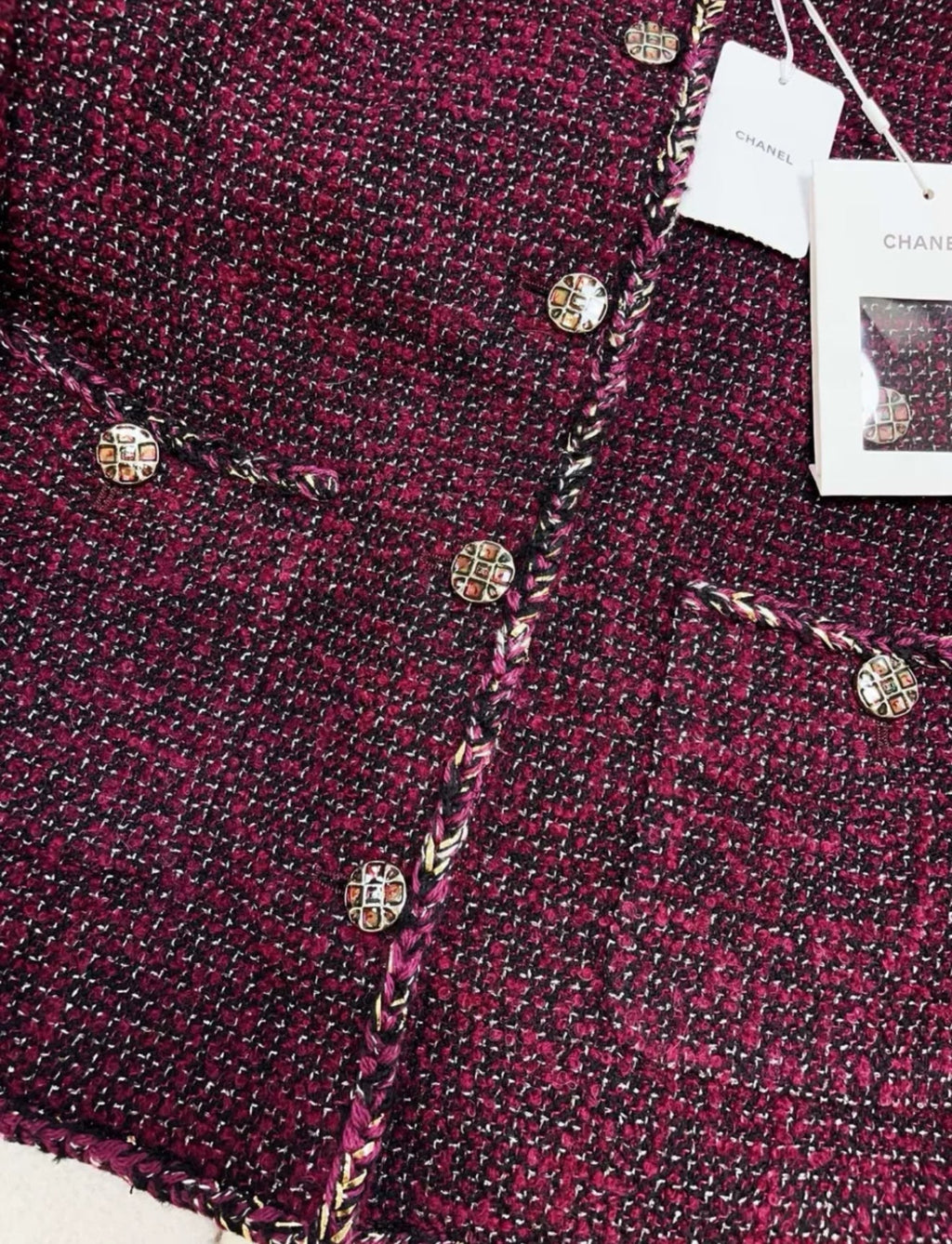 Chanel 22A Burgundy Tweed Jacket