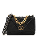 Lambskin Quilted Chanel 19 Wallet On Chain WOC Black