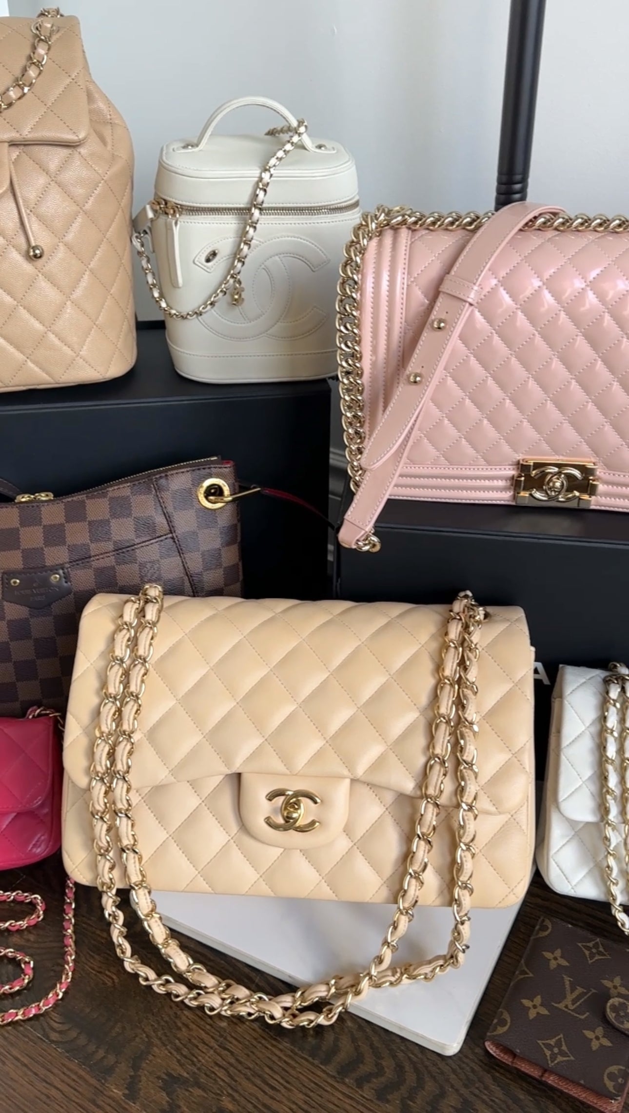 Chanel Ivory White Leather CC Mania Vanity Crossbody Bag