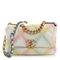 Printed Goatskin Quilted Medium Chanel 19 Flap White Multicolor