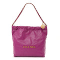 Shiny Calfskin Quilted Small Chanel 22 Purple