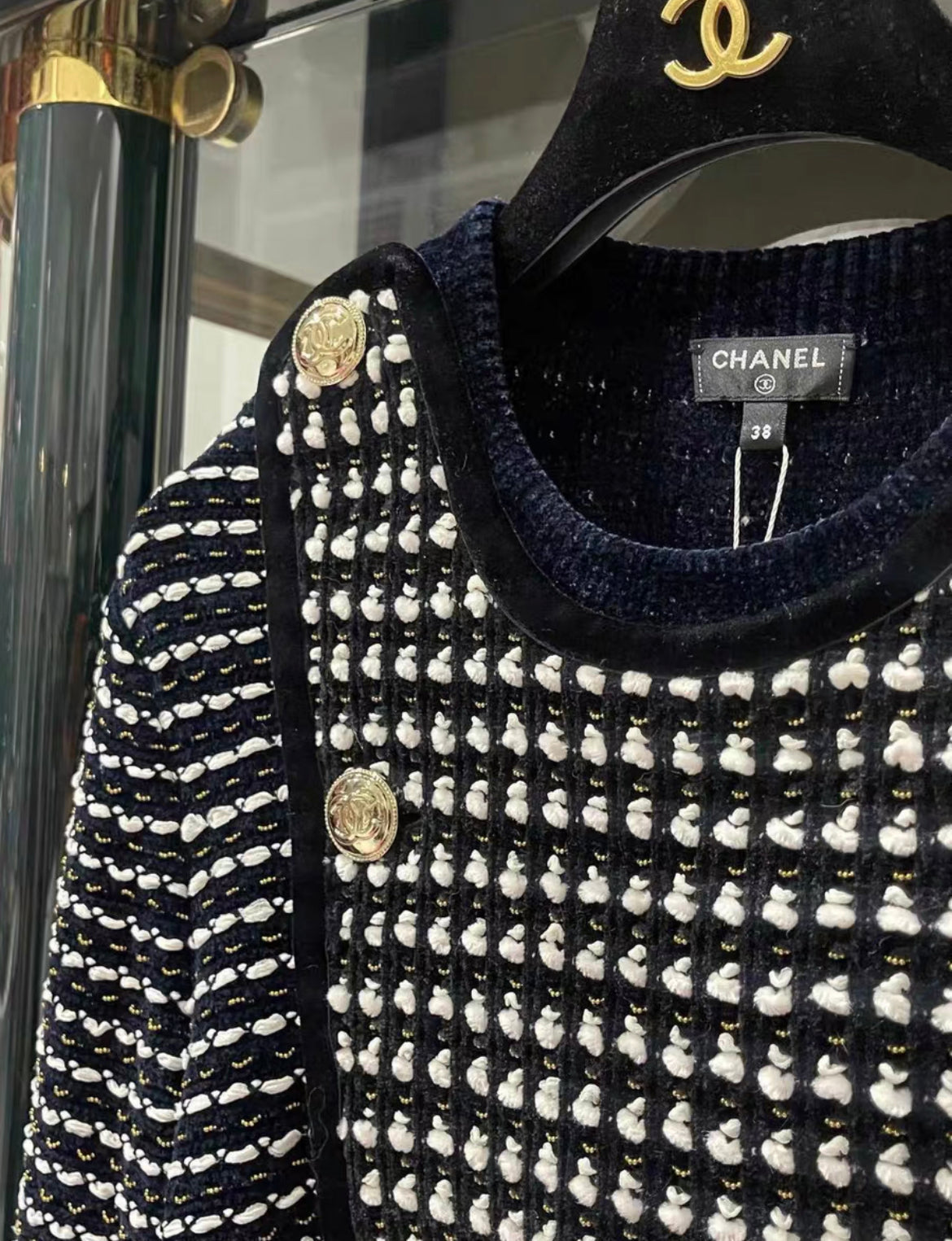 Chanel 20K Navy Blue, White & Gold Pullover size 38 brand new with tags