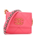 Lambskin Quilted Chanel 19 Flap Coin Purse With Chain Dark Pink