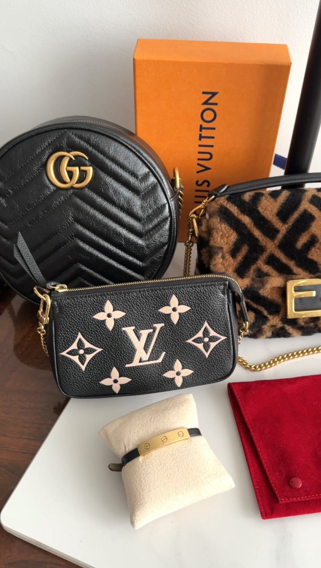 Gucci Black Quilted Leather Round Marmont Crossbody Bag