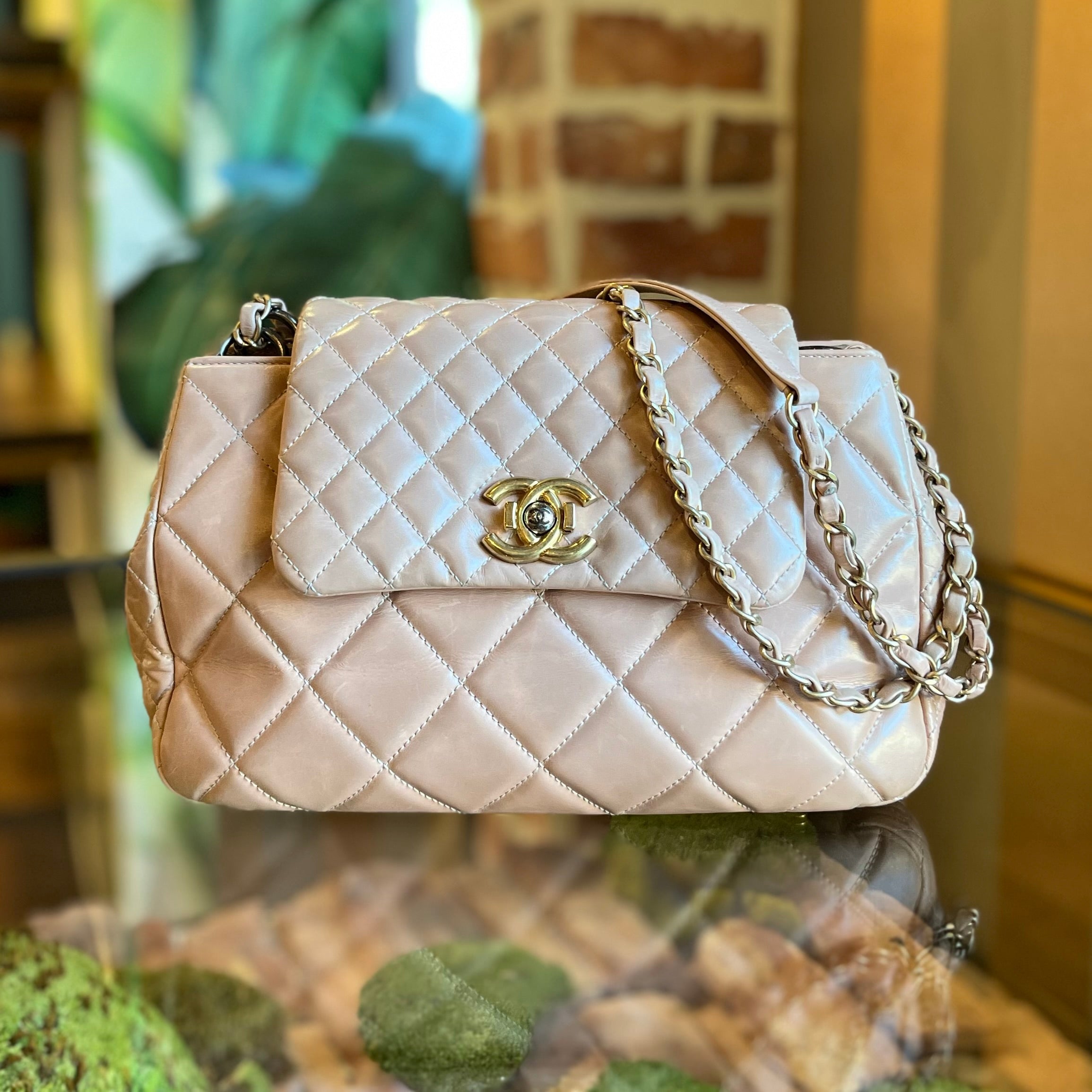 CHANEL Daily Walk Accordion Flap Aged Calfskin Shoulder Bag