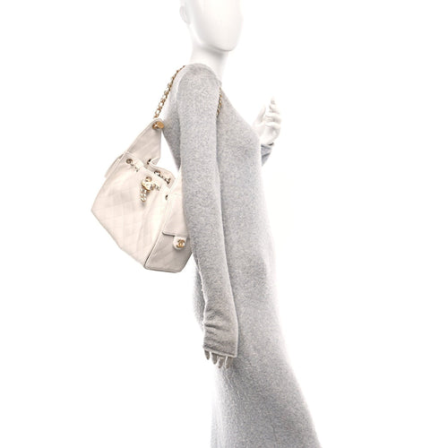 Caviar Quilted Small Chanel 25 Handbag White