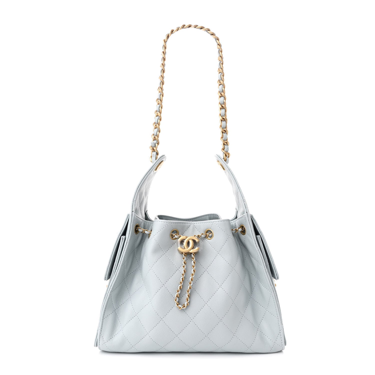 Caviar Quilted Small Chanel 25 Handbag Light Blue