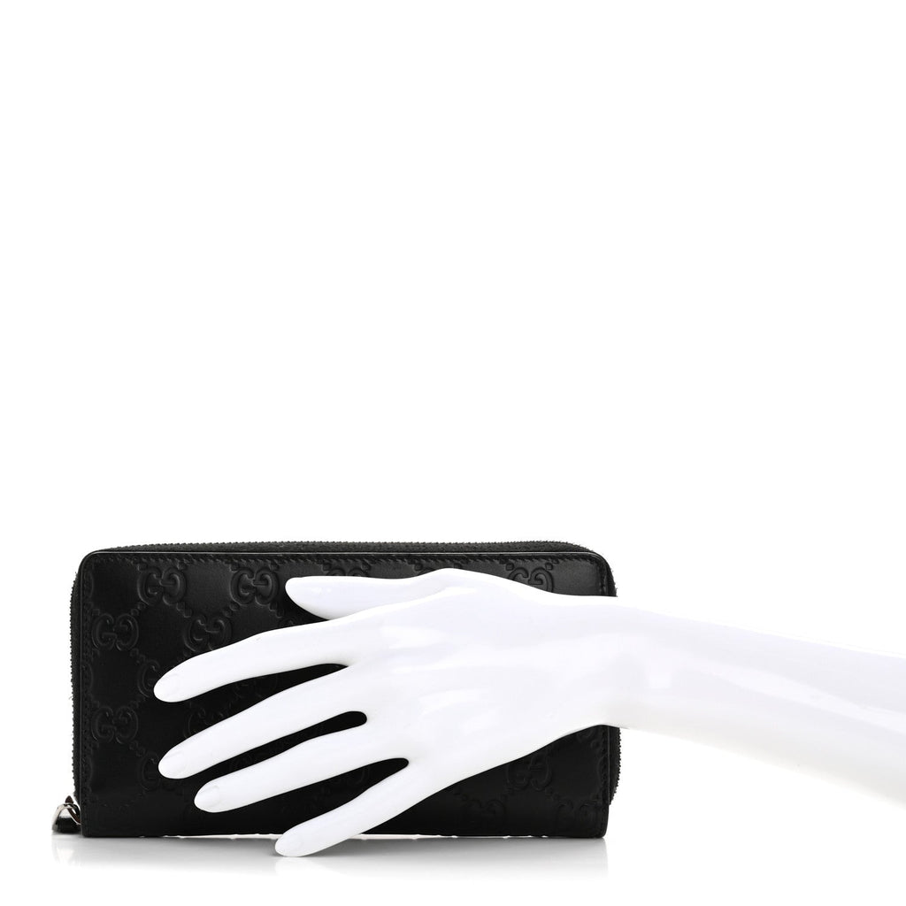 Guccissima Signature Zip Around Wallet Black