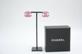 Chanel 2018 Resin Silver Glitter Pink Stud Earrings