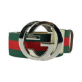 Gucci Interlocking Shearling Line Canvas Leather Belt
