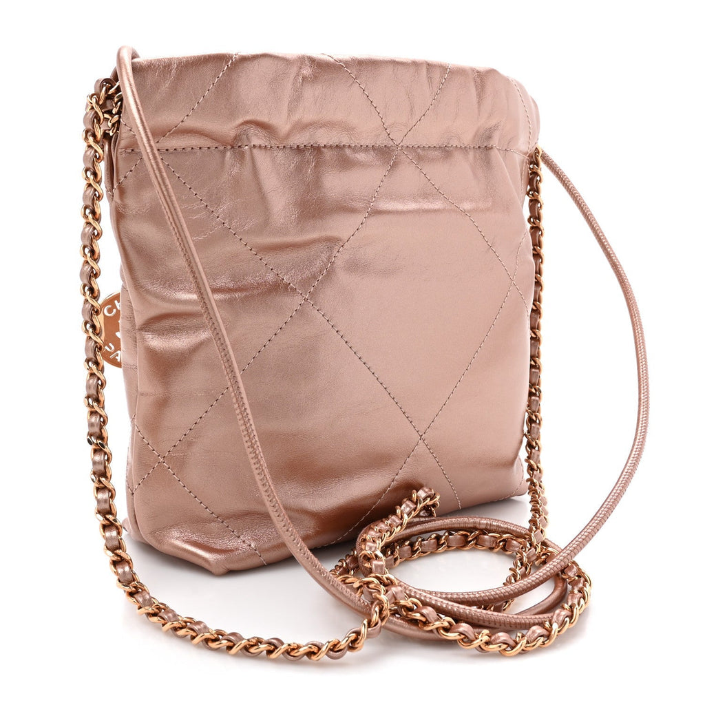 Metallic Calfskin Quilted Mini Chanel 22 Copper