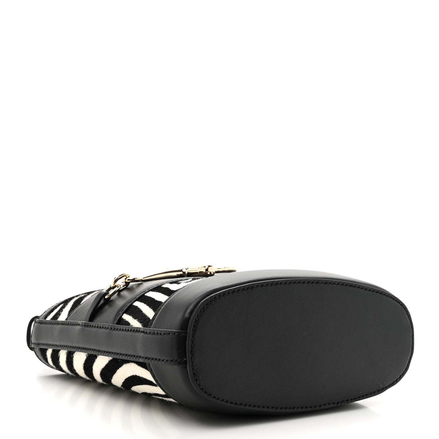 Calf Hair Calfskin Zebra Print Gucci 73 Mini Bucket Bag Black White