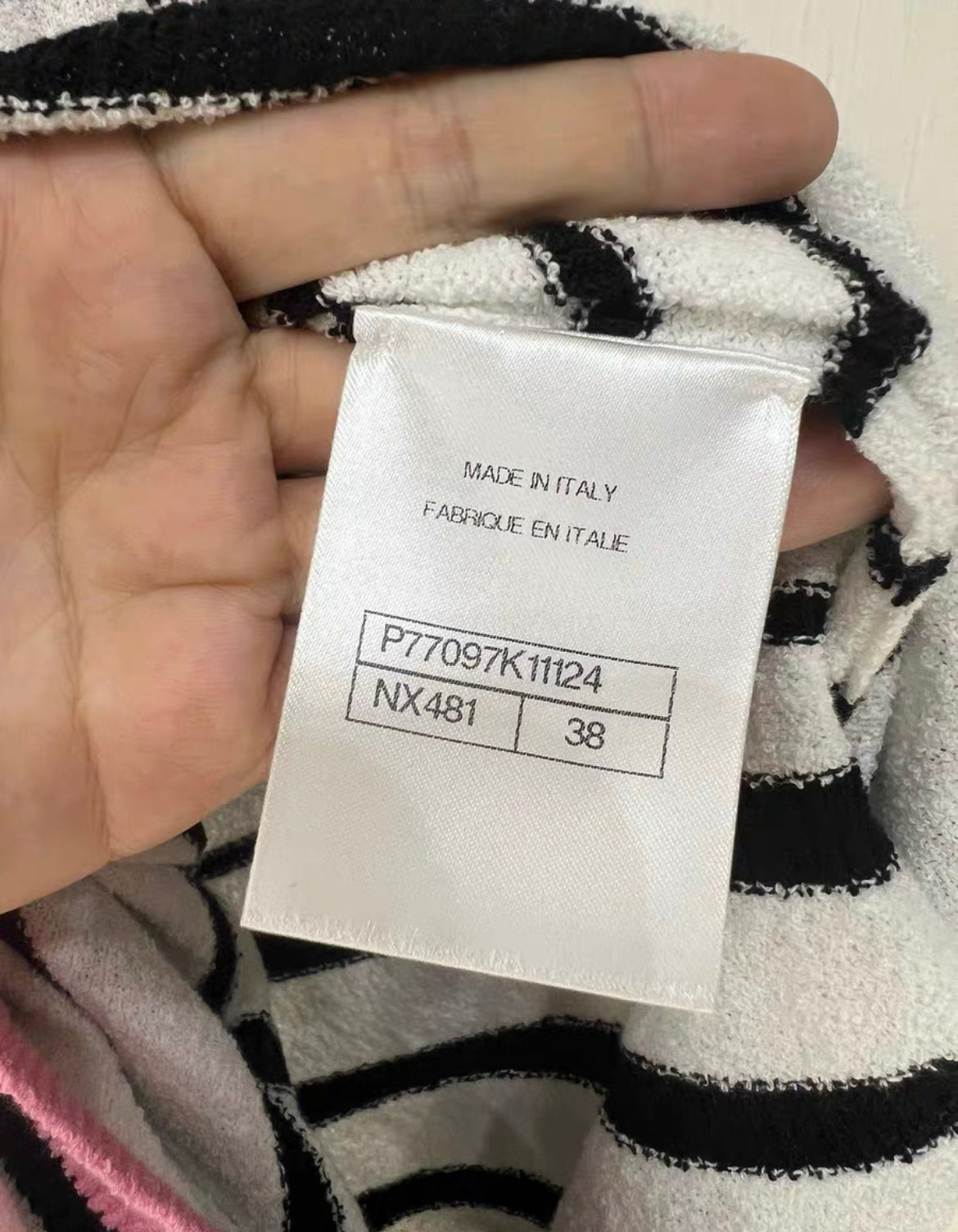 Chanel 24S striped terry fabric double C logo pink dress Brand new with tag size 38
