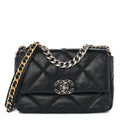 Shiny Goatskin Quilted Medium Chanel 19 Flap Black