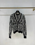 Chanel black & white coco beige cashmere igan size 36
