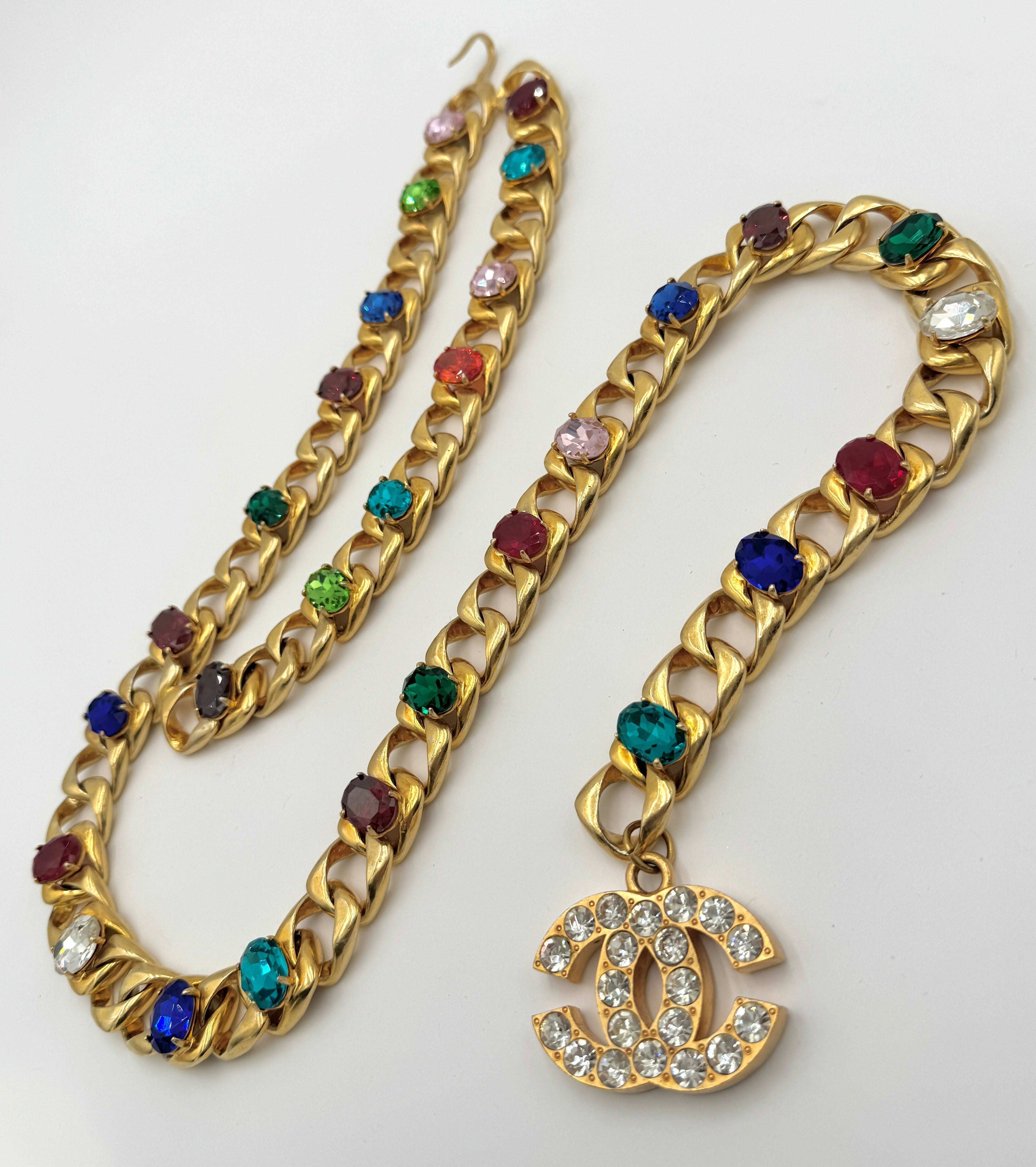 Chanel 1995 Vintage Barbie Rhinestone Chain Belt