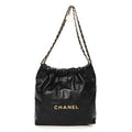 Shiny Calfskin Quilted Small Chanel 22 Black