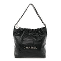 Shiny Calfskin Quilted Small Chanel 22 Black