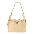 Caviar Quilted Small Chanel 25 Handbag Light Beige