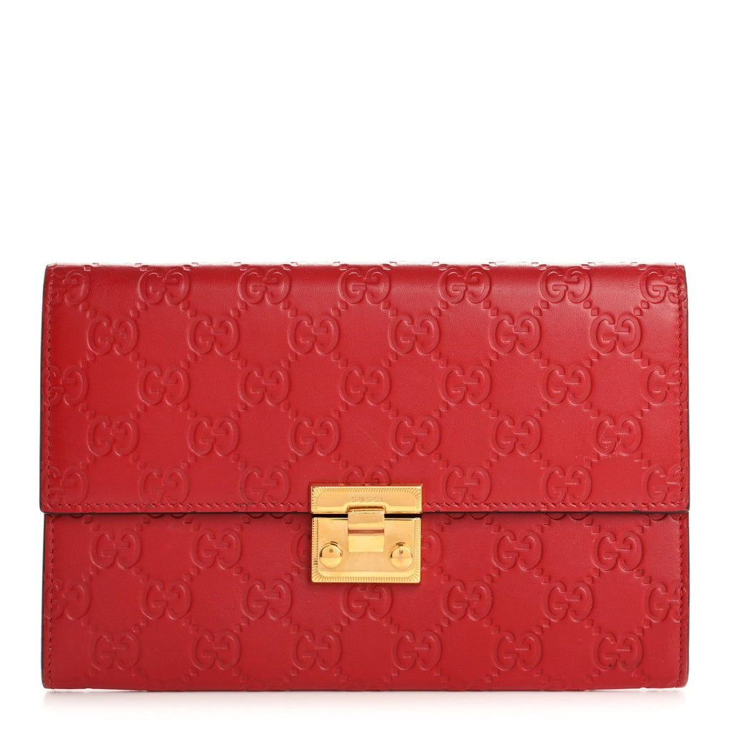 Guccissima Padlock Clutch Hibiscus Red