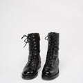 Chanel Black Calfskin Lace Up Combat Boots 39