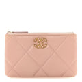 Shiny Goatskin Quilted Small Chanel 19 Pouch Pink