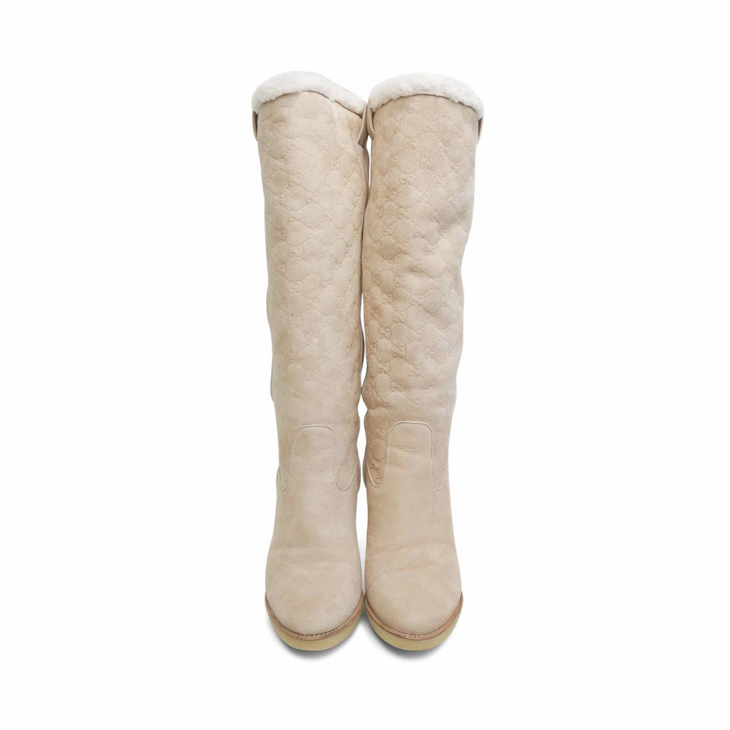 Gucci Suede Monogram Boots - Women's 11