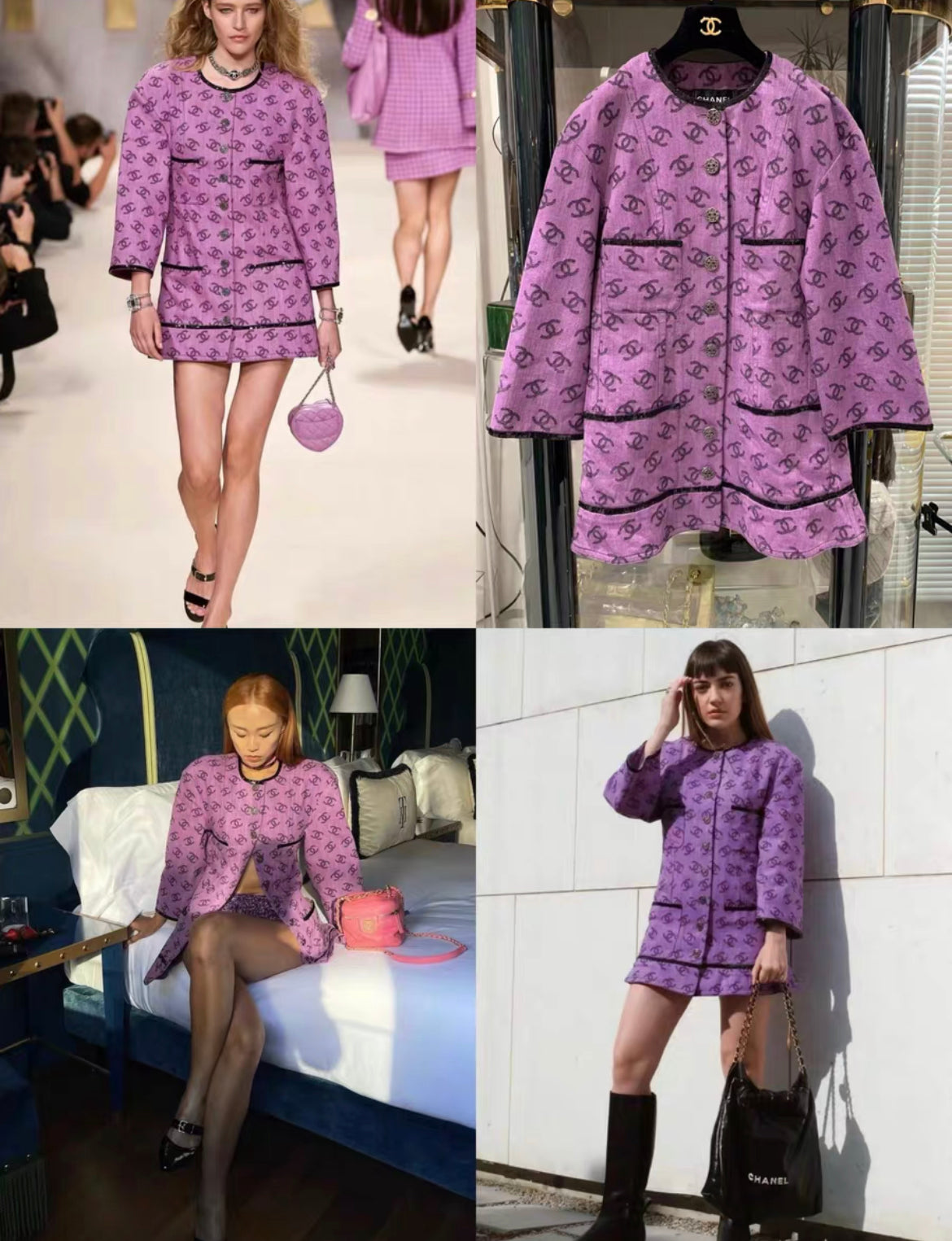 Chanel 22SS purple & black denim dress size 36 Brand New with tags