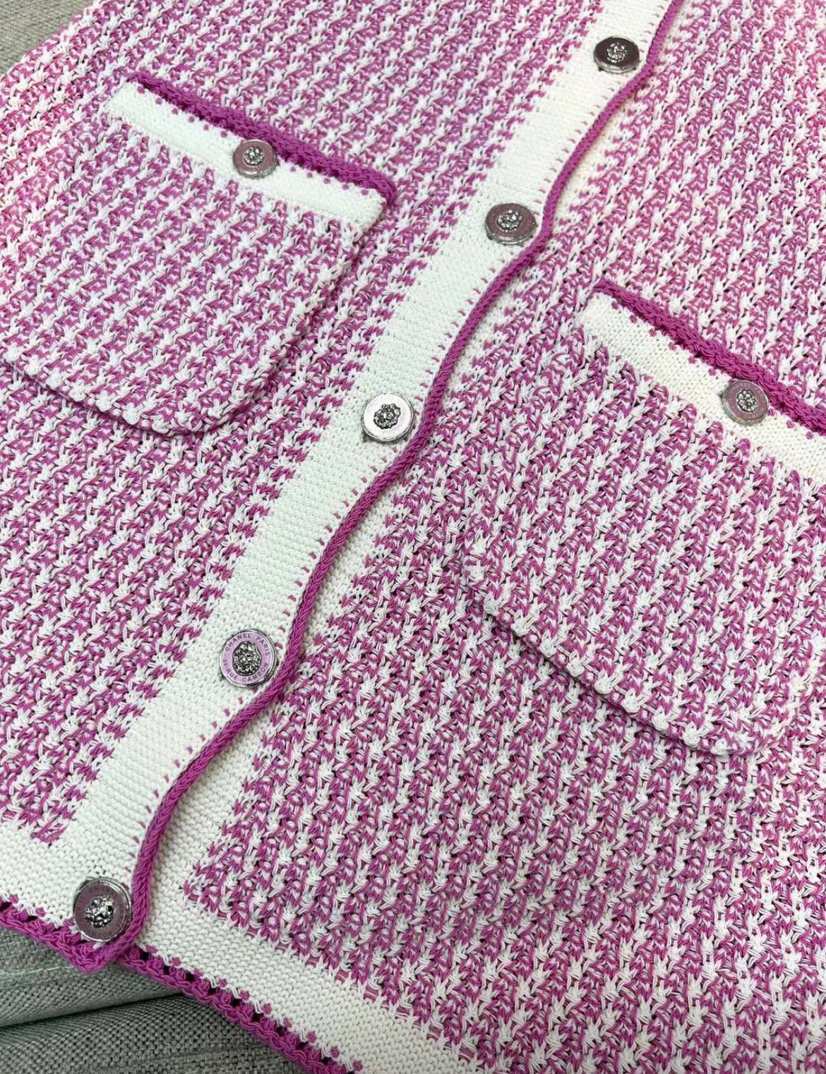 Chanel 22p pink cotton knitted dress size 34