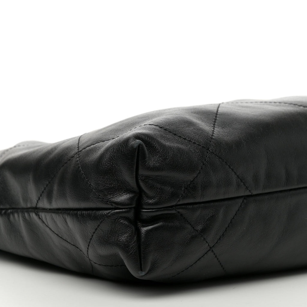 Shiny Calfskin Quilted Small Chanel 22 So Black