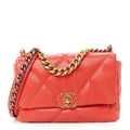 Lambskin Quilted Medium Chanel 19 Flap Red