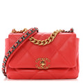 Lambskin Quilted Medium Chanel 19 Flap Red