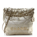 Metallic Lambskin Quilted Mini Chanel 22 Golden