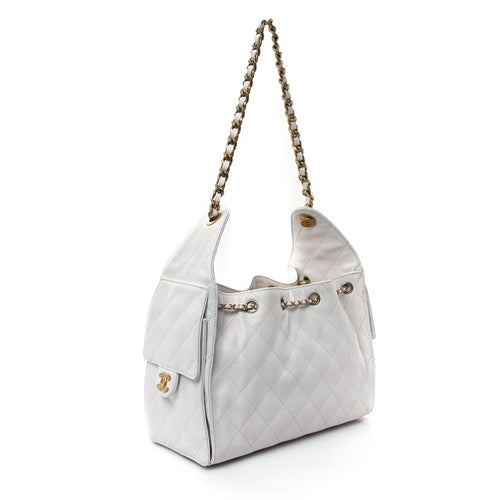 Caviar Quilted Small Chanel 25 Handbag White
