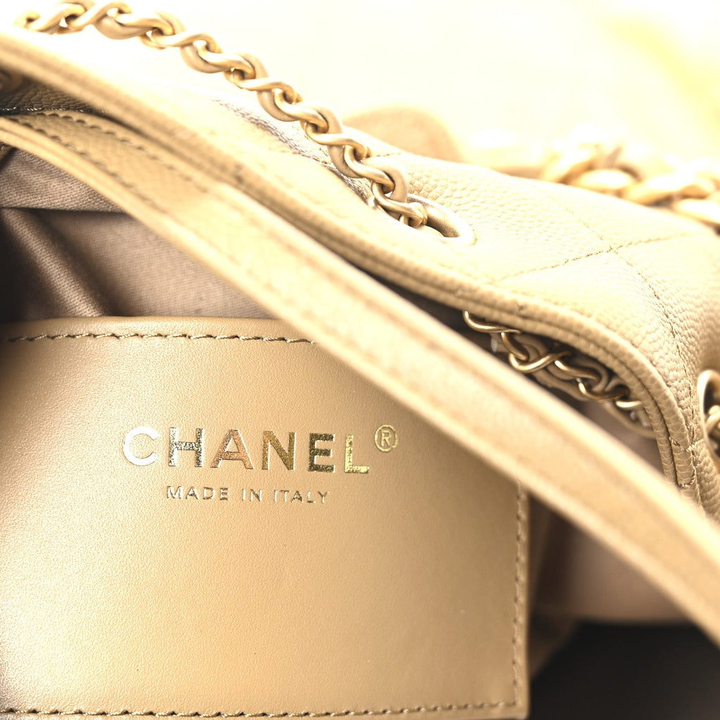 Caviar Quilted Medium Chanel 25 Handbag Dark Beige