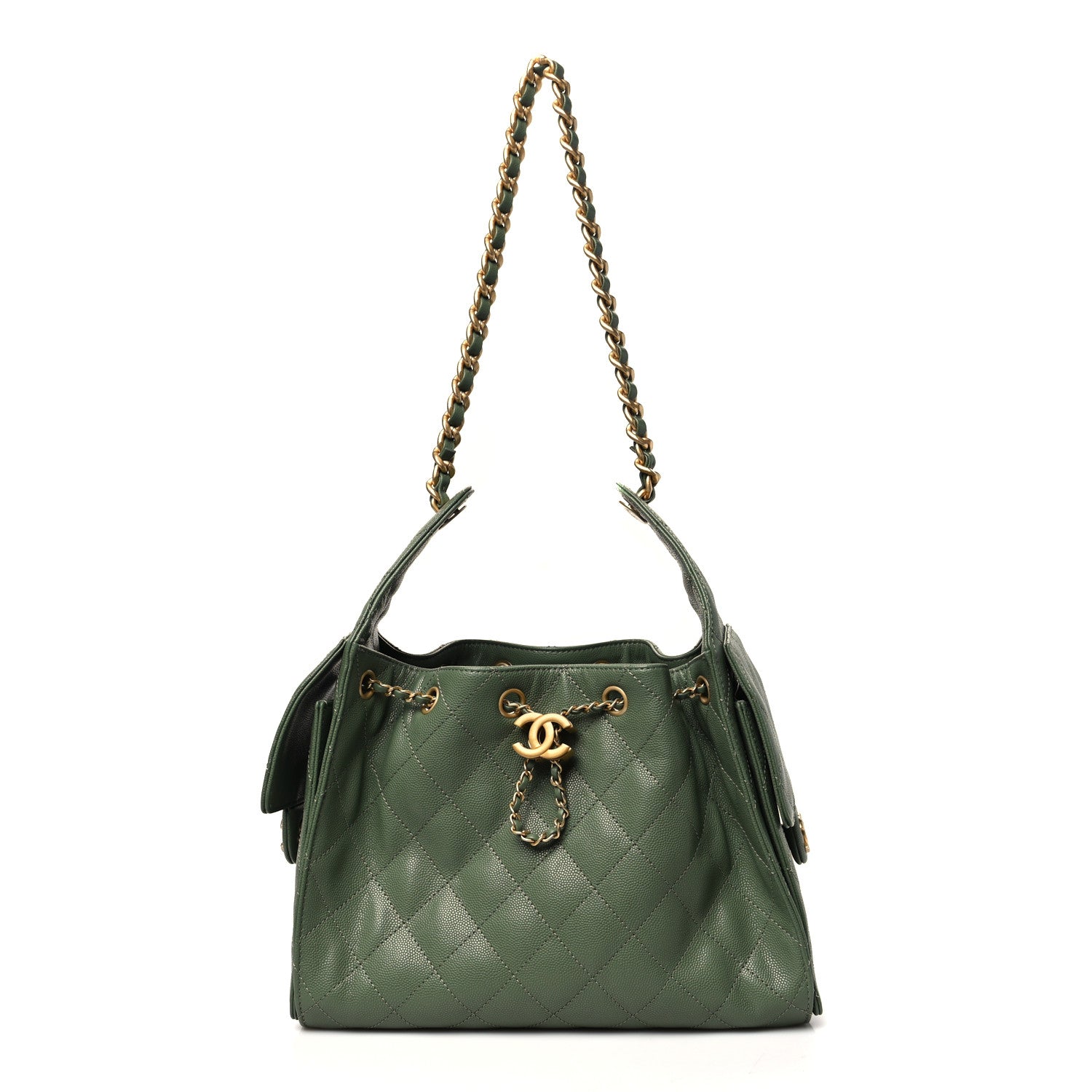 Caviar Quilted Small Chanel 25 Handbag Khaki